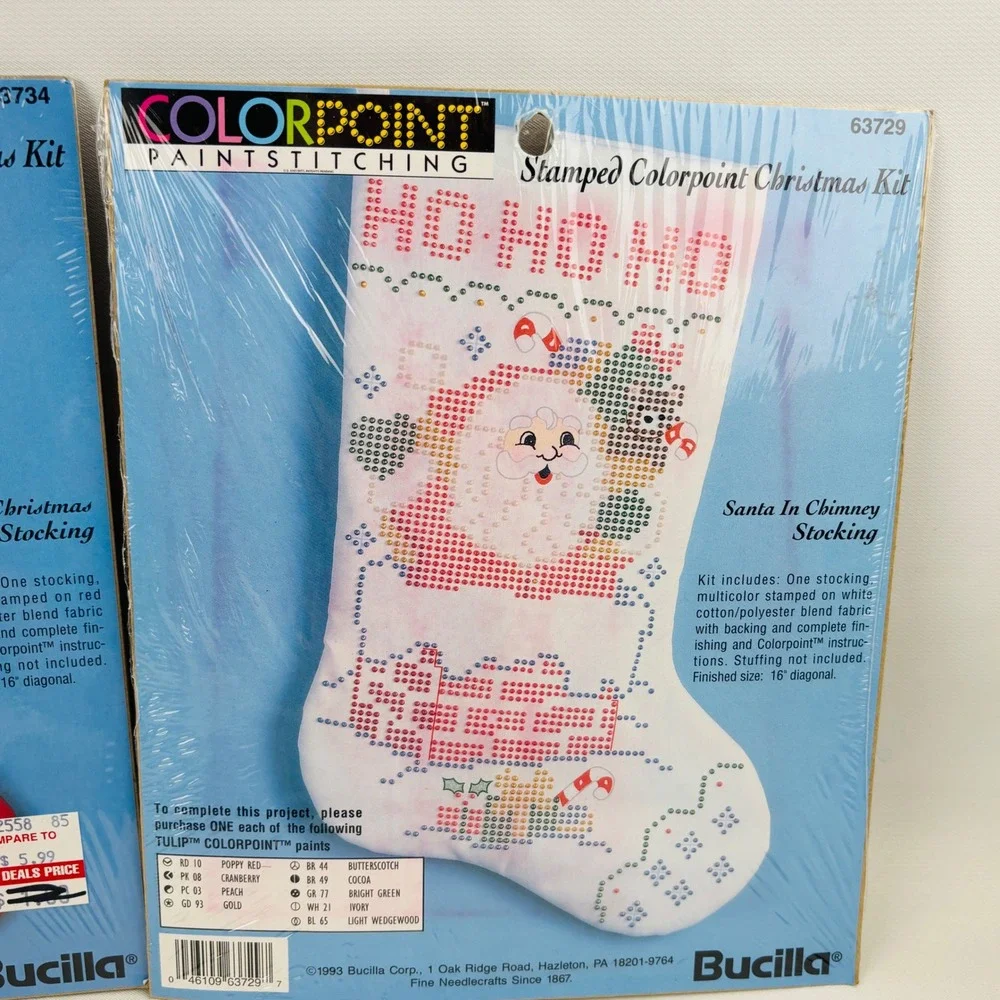 Bucilla Colorpoint Paintstitching Lot of 4 Stamped Christmas Stocking Kits 1993